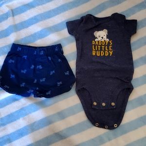 Daddy's little buddy shorts diaper shirt set